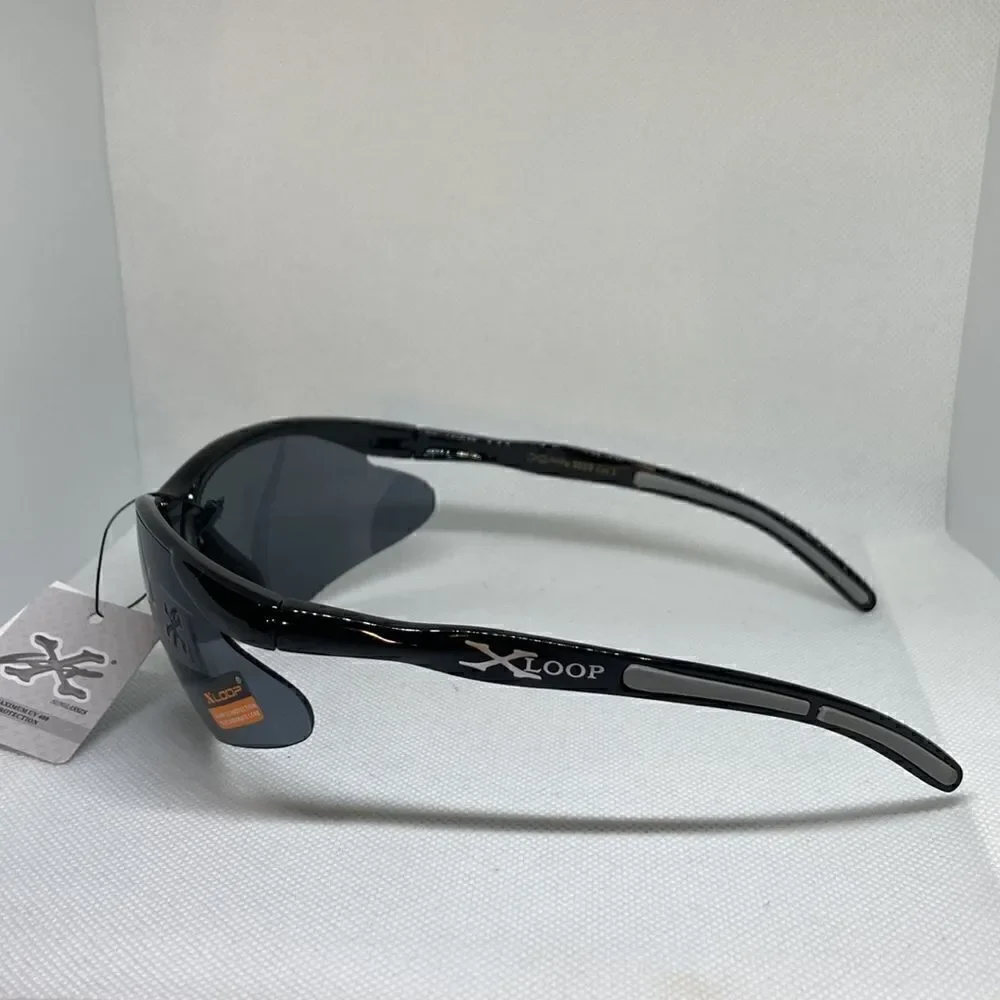 X-Loop Mens Semi-Rimless Mens Dark Lens Sunglasses